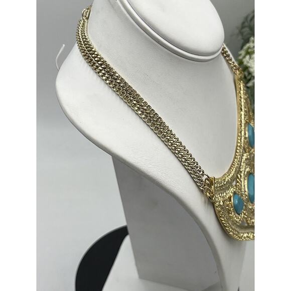 Wendy Williams Oval Shape Blue Turquoise Crescents 17" Statement Necklace NWOT - Picture 10 of 14